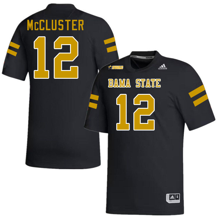 Alabama State Hornets #12 Jayion McCluster College Football Jerseys Stitched Sale-Black